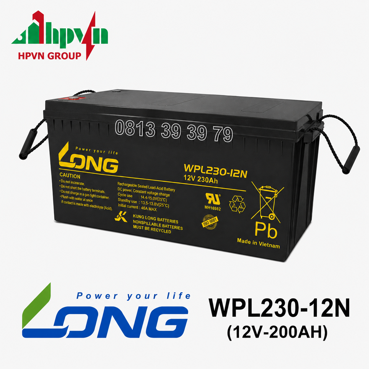 Ắc Quy Long WPL230-12N (12V-230Ah)